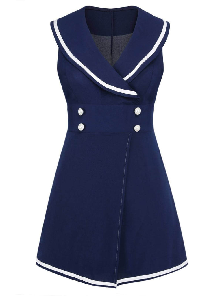 Marineblau 1950er Matrosen-Kragen Romper