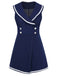 Marineblau 1950er Matrosen-Kragen Romper