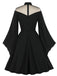 1950er Solide Gothic Hexen Vampir Engelsärmel Swing Kleid