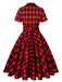 Rot 1950er Plaid Bogen Swing Kleid