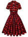 Rot 1950er Plaid Bogen Swing Kleid