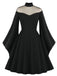 1950er Solide Gothic Hexen Vampir Engelsärmel Swing Kleid
