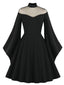 1950er Solide Gothic Hexen Vampir Engelsärmel Swing Kleid