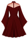 1950er Solide Gothic Hexen Vampir Engelsärmel Swing Kleid