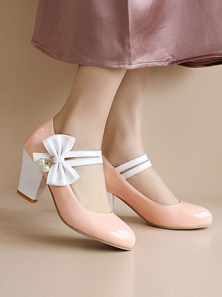 VINTAGE PATCHWORK BOW HOHE ABSATZ SCHUHE