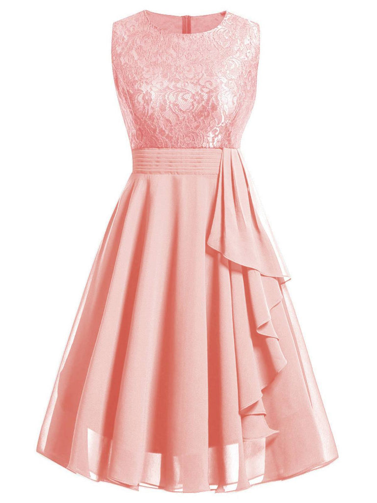 ÄRMELLOSES SWING-KLEID AUS EINER EINFACHER SPITZE