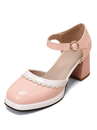Rosa RETRO KNÖCHELRIEMEN HIGH HEELS SCHUHE