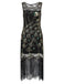 1920ER SCHWARZ PAILLETTEN PERLEN FRANSEN KLEID
