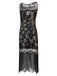 1920ER SCHWARZ PAILLETTEN PERLEN FRANSEN KLEID