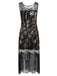 1920ER SCHWARZ PAILLETTEN PERLEN FRANSEN KLEID