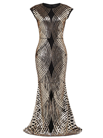 1920ER SCHWARZ PAILLETTEN MAXIKLEID