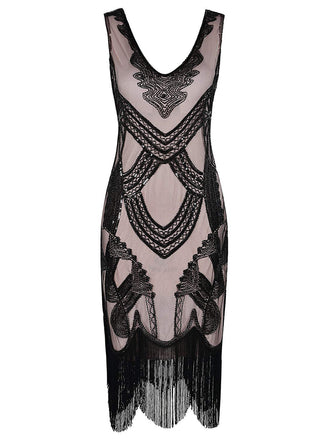 1920ER PAILLETTEN VERZIERT PERLEN FRINGE KLEID