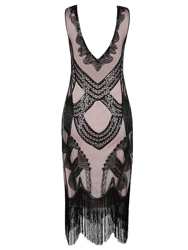 1920ER PAILLETTEN VERZIERT PERLEN FRINGE KLEID