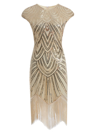 1920ER PAILLETTEN PERLEN FRANSEN KLEID