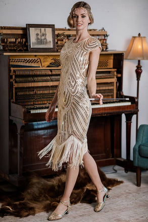 1920ER PAILLETTEN PERLEN FRANSEN KLEID