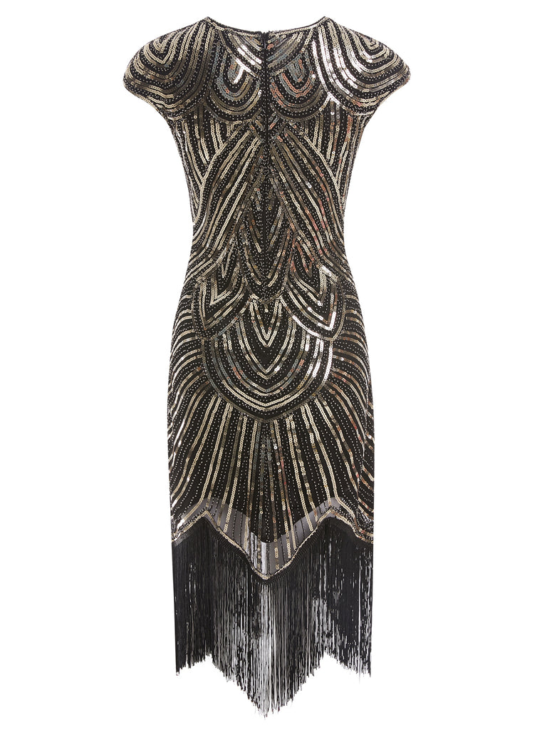 1920ER PAILLETTEN PERLEN FRANSEN KLEID