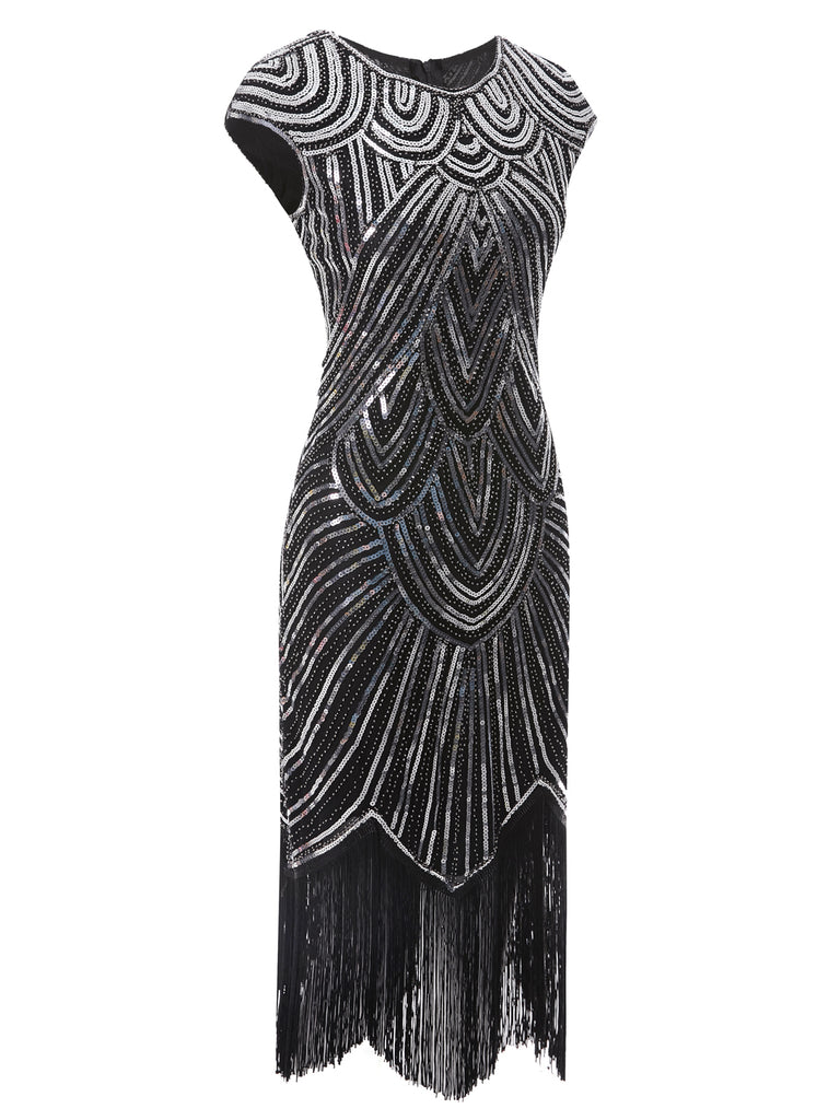 1920ER PAILLETTEN PERLEN FRANSEN KLEID