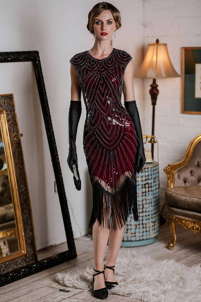 1920ER PAILLETTEN PERLEN FRANSEN KLEID