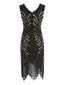 SCHWARZ 1920ER PAILLETTEN FRANSEN FLAPPER KLEID