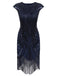 DUNKEL BLAU 1920ER FRANSEN GATSBY FLAPPER KLEID