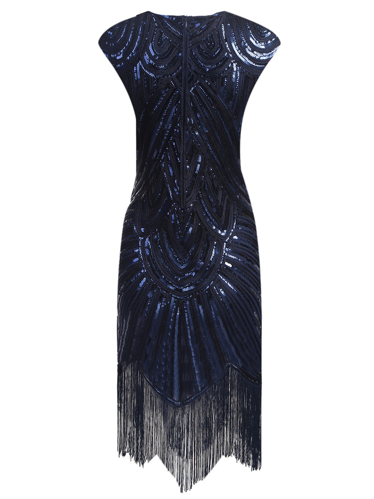 DUNKEL BLAU 1920ER FRANSEN GATSBY FLAPPER KLEID