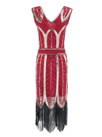 1920ER VINTAGE FRANSEN PAILLETTEN PARTY KLEID