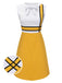 Weißes Und Gelbes 1960er Schleifen Patchwork Kleid