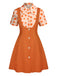 2PCS Orange 1960er Blumen Hemd & Rock