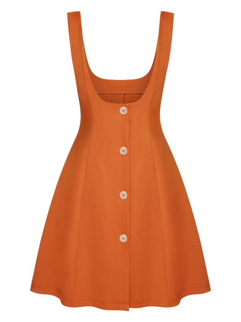 Orangefarbener 1960er Knopf Trägerrock