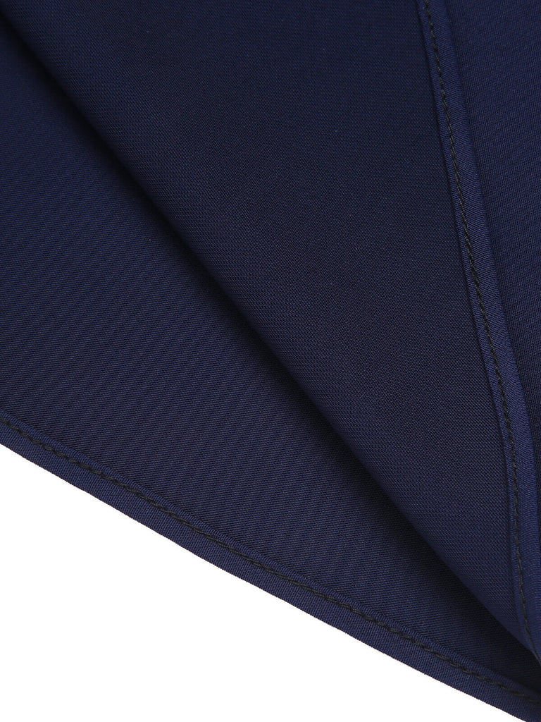 Marineblaues gestreiftes Patchwork-Kleid aus den 1950ern