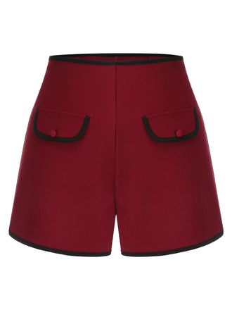 Rote 1950er elastischer Taille Shorts