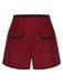 Rote 1950er elastischer Taille Shorts