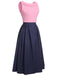 3PCS Rosa 1960er Schleifenbluse & Spaghettikleid & Regenschirm-Rock