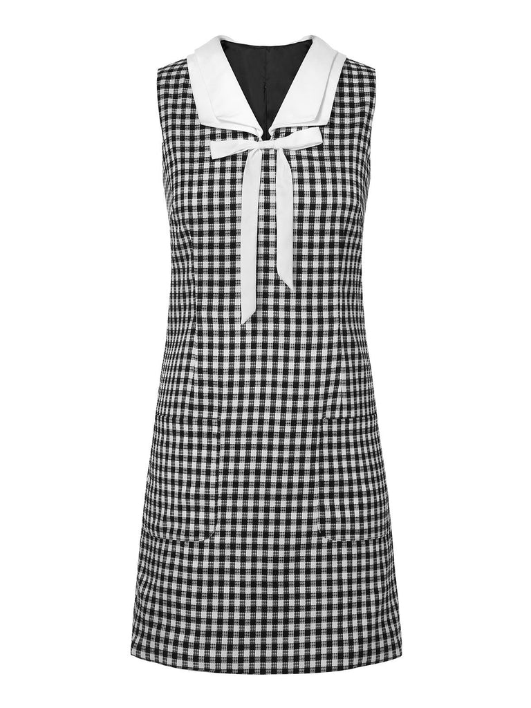 1960er Acetat Gingham Kariertes Etuikleid