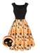 Schwarz & Gelb 1950er Kürbis Fledermaus Spinne Kleid