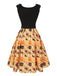 Schwarz & Gelb 1950er Kürbis Fledermaus Spinne Kleid