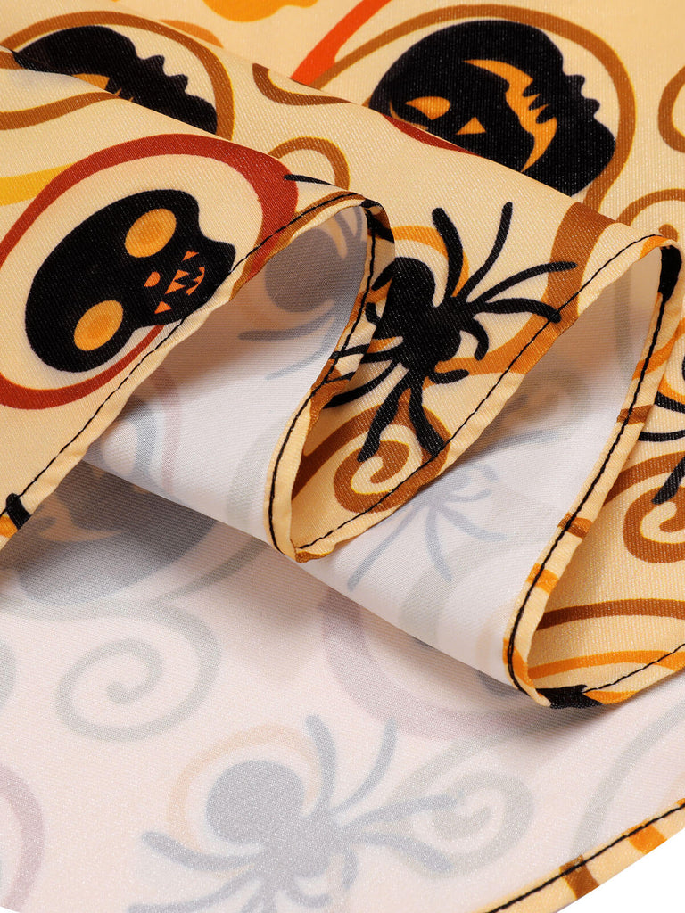 Schwarz & Gelb 1950er Kürbis Fledermaus Spinne Kleid