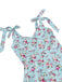 1950er Floral Schnürung Schulter V-Ausschnitt Swing Kleid