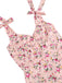 1950er Floral Schnürung Schulter V-Ausschnitt Swing Kleid
