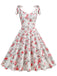1950er Floral Schnürung Schulter V-Ausschnitt Swing Kleid