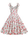 1950er Floral Schnürung Schulter V-Ausschnitt Swing Kleid