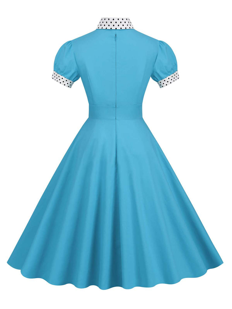 1950er Stehkragen Polka Dot Flared Klied
