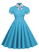 1950er Stehkragen Polka Dot Flared Klied