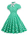 1950er Stehkragen Polka Dot Flared Klied