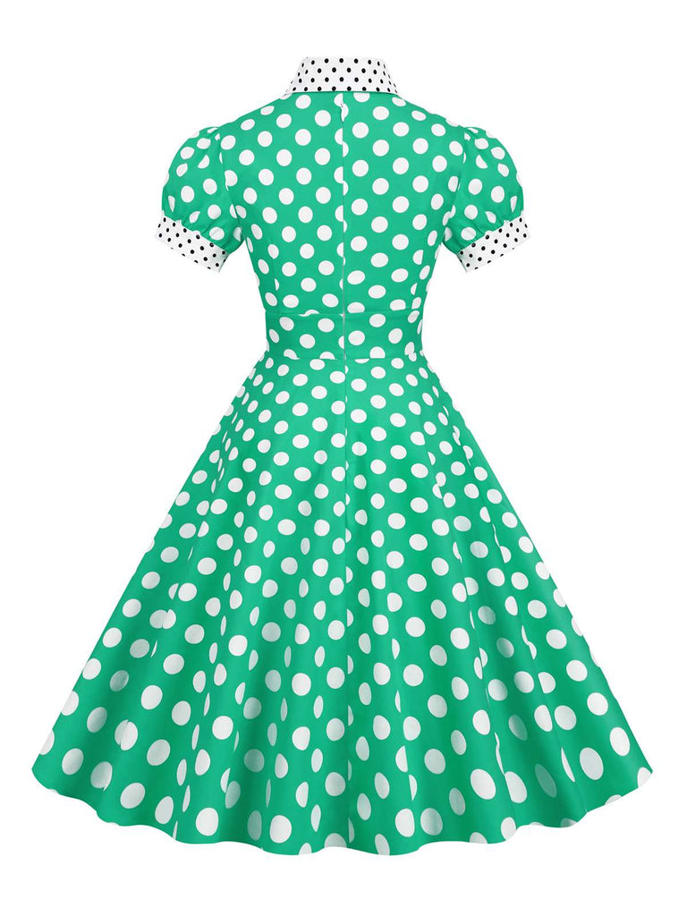 1950er Stehkragen Polka Dot Flared Klied
