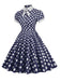 1950er Stehkragen Polka Dot Flared Klied