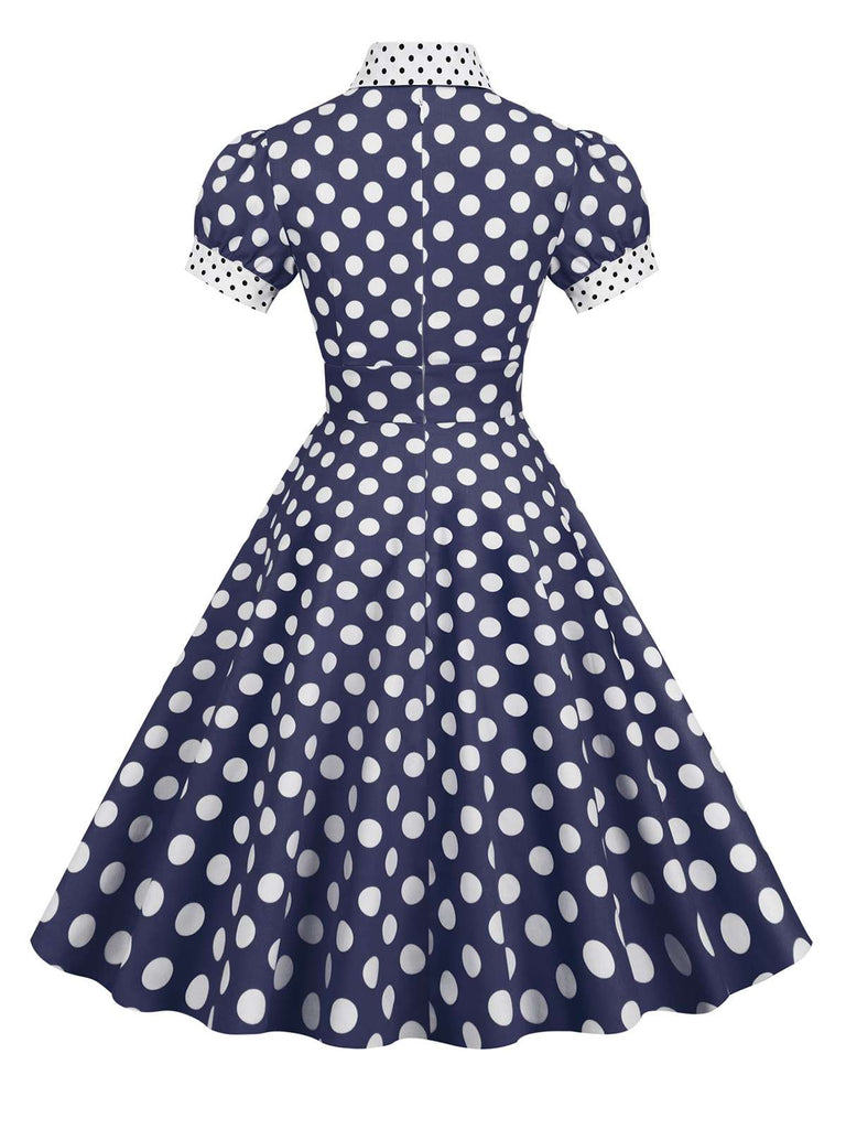 1950er Stehkragen Polka Dot Flared Klied