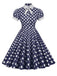 1950er Stehkragen Polka Dot Flared Klied