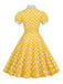 1950er Stehkragen Polka Dot Flared Klied