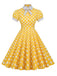 1950er Stehkragen Polka Dot Flared Klied